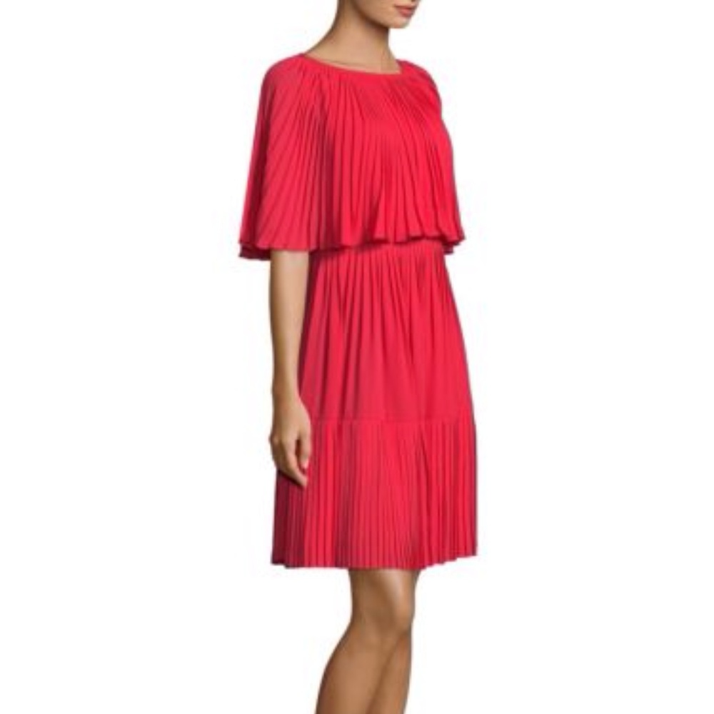 KATE SPADE DRESS PLEATED CAPE RED Dress Size 00 NWT $448